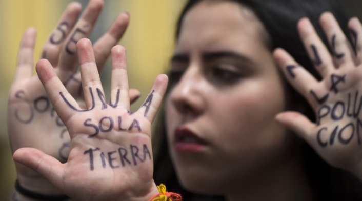 Protestas de jóvenes contra el cambio climático, en Bogotá