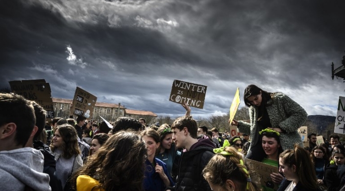 Protestas de jóvenes contra el cambio climático, en Valence (sureste de Francia)