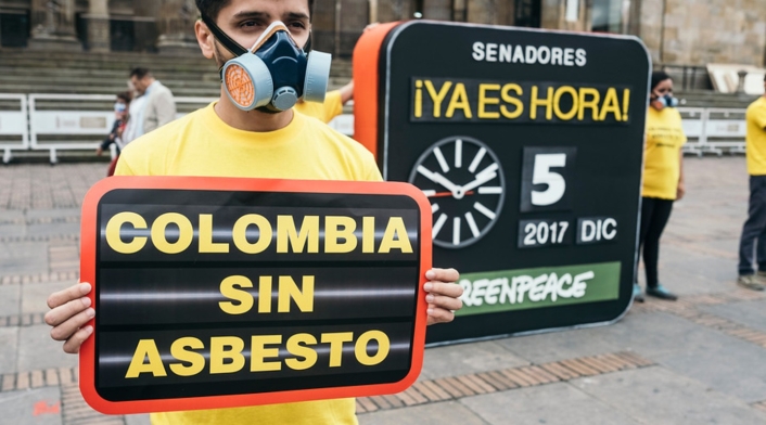 La iniciativa es conocida como ley 'Ana Cecilia Niño'. Campaña 'Ya Es Hora - Colombia sin asbesto' de Greenpeace