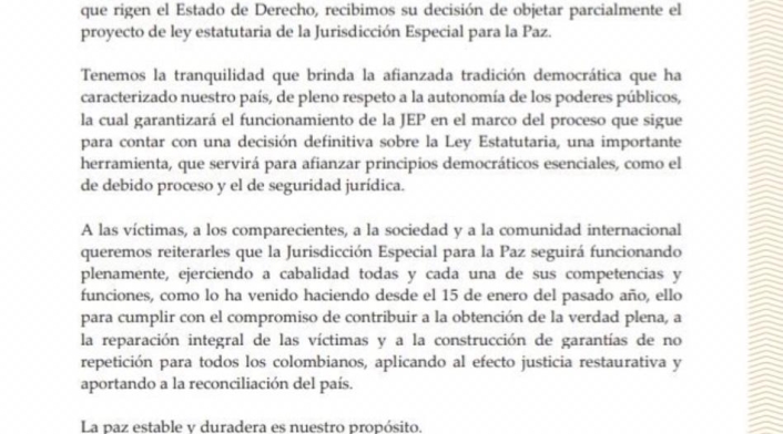 Carta JEP