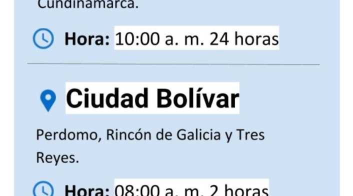 Cortes de agua en Bogotá jueves 21 de marzo