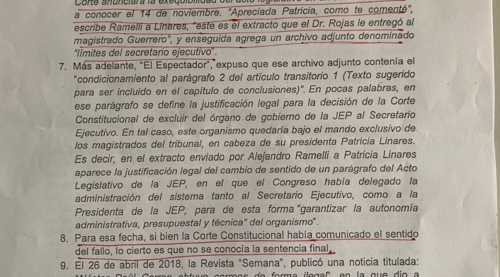 Denuncia contra magistrado de la JEP