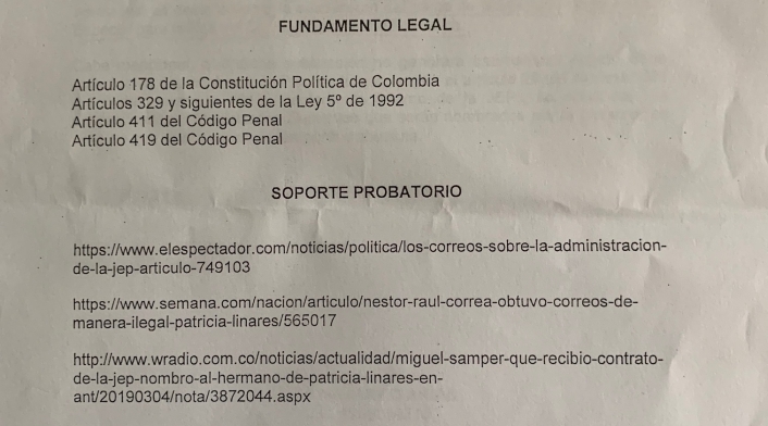 Denuncia contra magistrado de la JEP