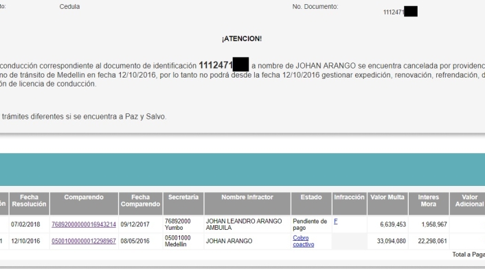 Multas Johan Arango