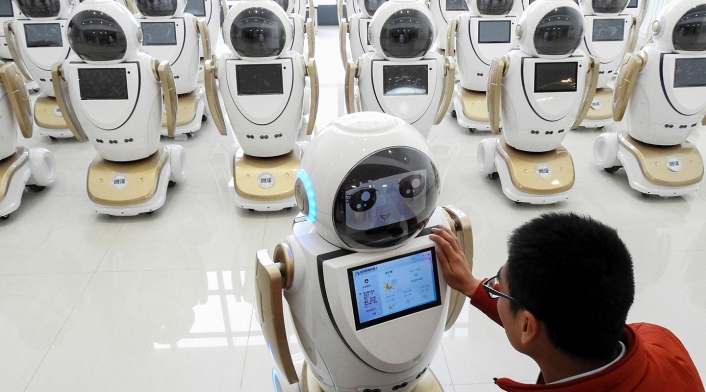 Robots puestos en marcha en China el 4 de diciembre de 2018