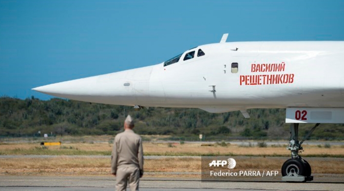 Un avión ruso Tupolev Tu-160 en Caracas, el 10 de diciembre de 2018
