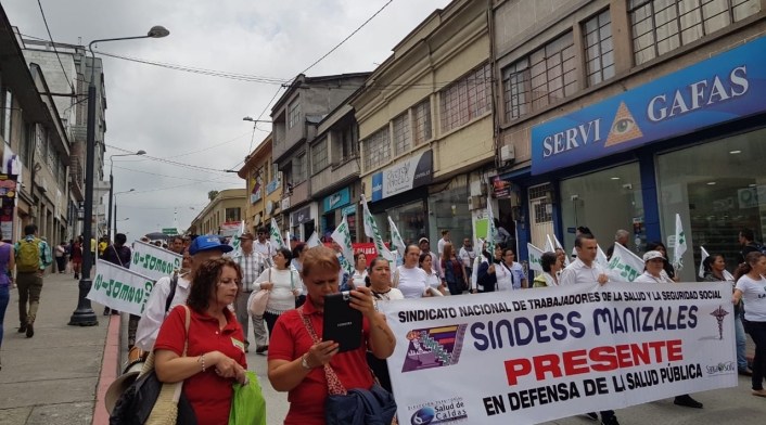 Protestas de profesores en Manizales.