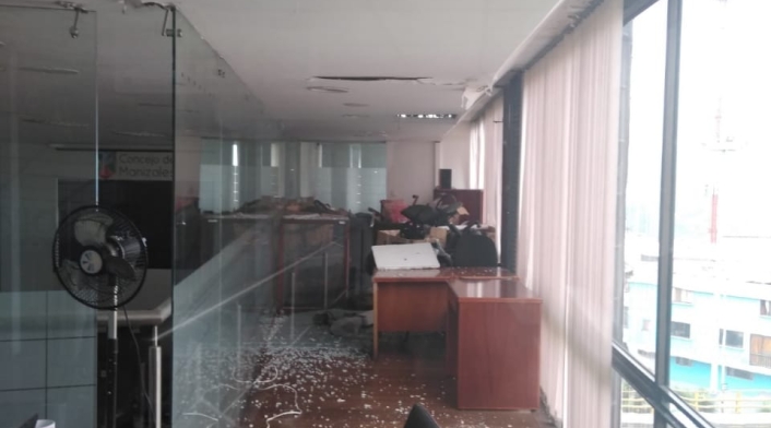 Así quedó el Concejo de Manizales tras el sismo.