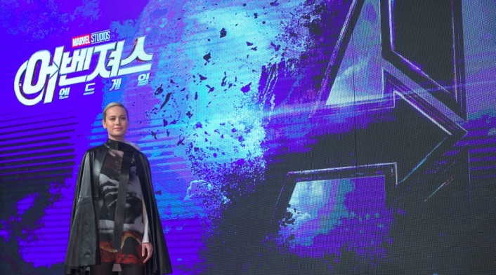 Brie Larson en un evento de Avengers: Endgame en Seúl (Corea del Sur)