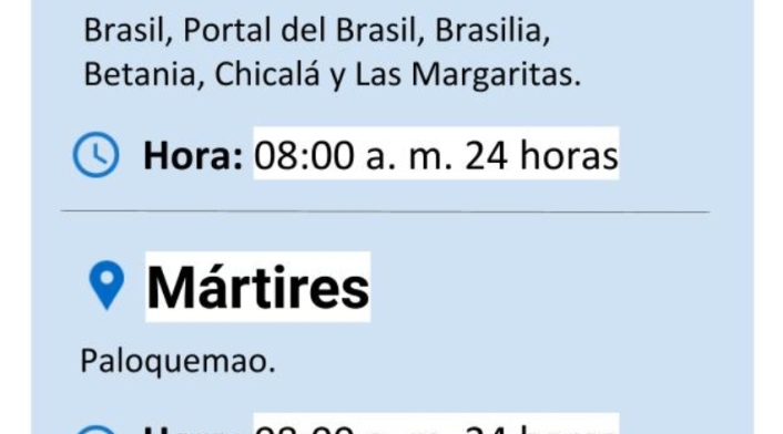 Cortes de agua en Bogotá martes 30 de abril
