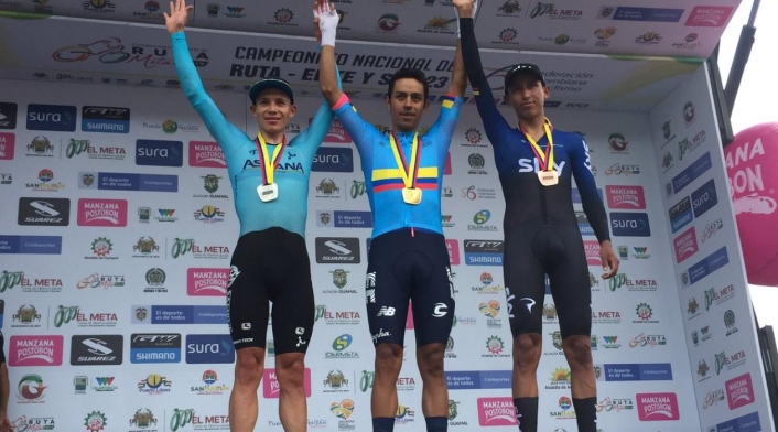 Miguel Ángel López, Daniel Martínez y Egan Bernal