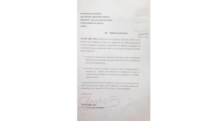 El derecho de petición del expresidente Álvaro Uribe El derecho de petición del expresidente Álvaro Uribe