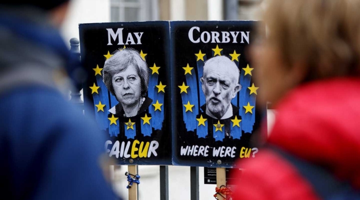 Imágenes de Theresa May y el líder opositor Jeremy Corbyn. Imágenes de Theresa May y el líder opositor Jeremy Corbyn.