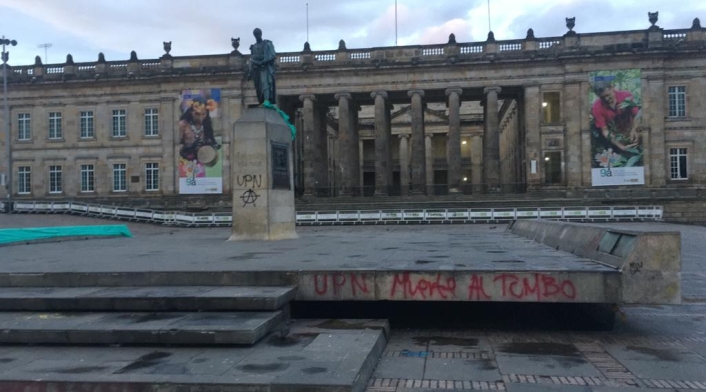 La Plaza de Bolívar, en Bogotá, luego de las manifestaciones
