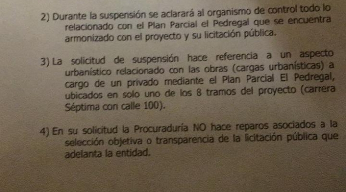 IDU suspende licitación del TM por la Séptima