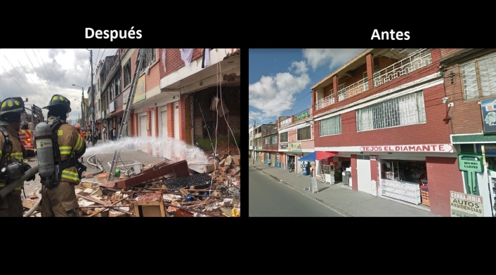Antes y después de la explosión del barrio La Estrada