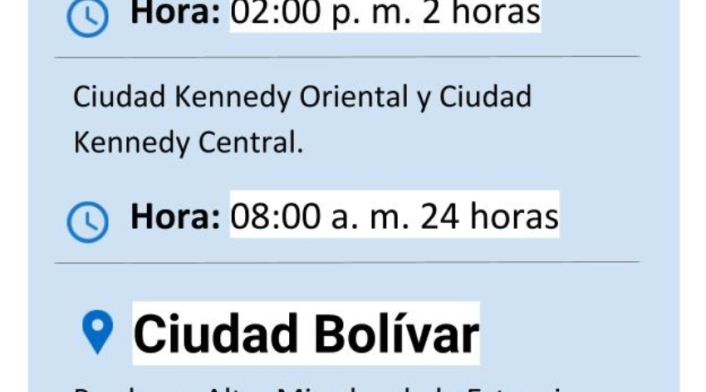 Cortes de agua en Bogotá martes 21 de mayo