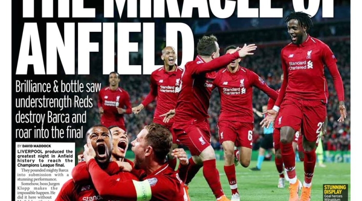 Portada Mirror Sport, tras victoria del Liverpool