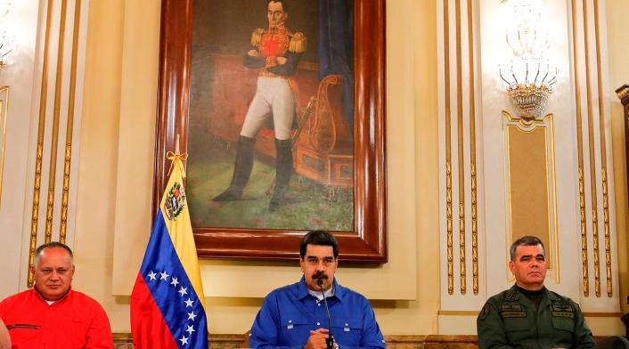 Diosdado Cabello, Nicolás Maduro y Vladimir Padrino en Caracas