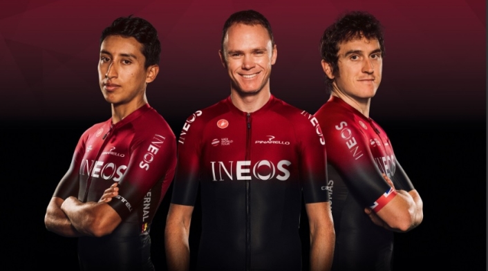 Egan Bernal, Chris Froome y Geraint Thomas - Team INEOS
