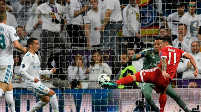 James enfrentando al Real Madrid, con el Bayern Múnich, el primero de mayo de 2018 en España