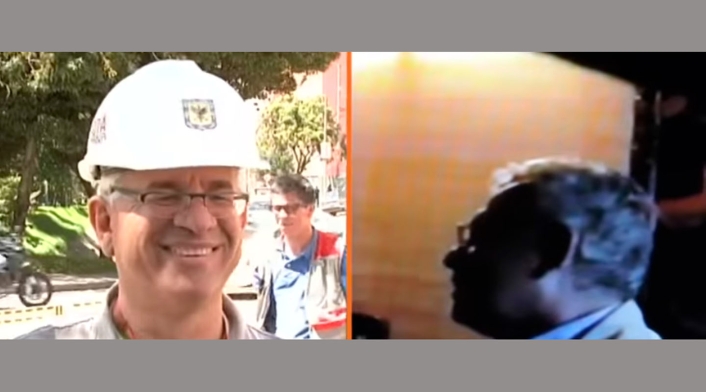 Juan Carlos Montes durante su paso por el IDRD y en el video del caso Gustavo Petro