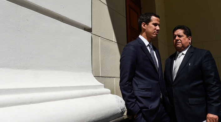 Juan Guaidó y Édgar Zambrano en el Parlamento venezolano, el 22 de enero de 2019