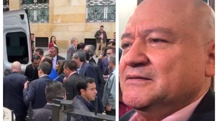 A la izquierda la asistencia al senador José Obdulio Gaviria. A la derecha el senador Julián Gallo