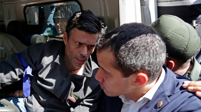 Leopoldo López y Juan Guaidó, el 30 de abril de 2019 en Caracas
