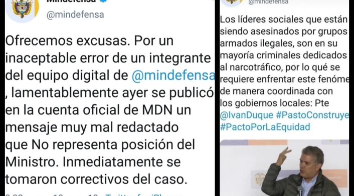 Mensaje erróneo del Ministerio de Defensa