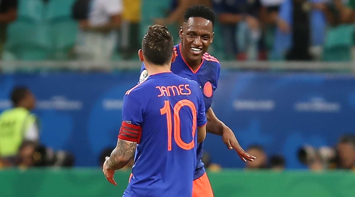 Yerry Mina y James Rodríguez - Selección Colombia