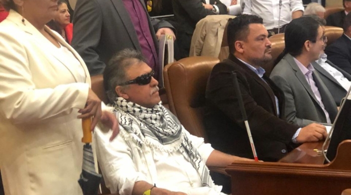 Así fue visto Jesús Santrich en su curul en la Cámara.