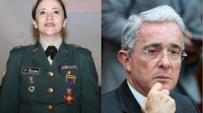 Magistrada Cristina Lombana y expresidente Álvaro Uribe.