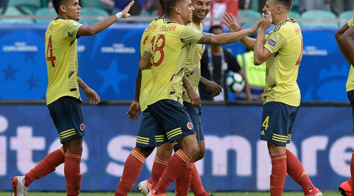 Selección Colombia celebra su gol ante Paraguay Selección Colombia celebra su gol ante Paraguay