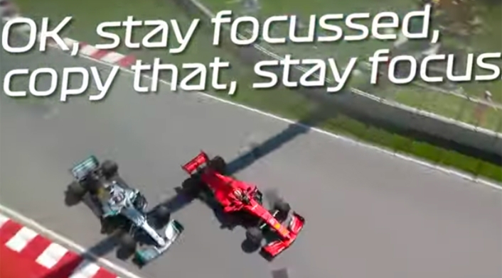 Vettel y Hamilton durante el incidente en el Gran Premio de Canadá