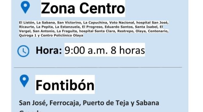 Plantilla de cortes de agua el miércoles 31 de julio de 2019