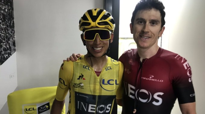 Egan Bernal y Geraint Thomas, integrantes del Ines campeones del Tour de Francia 2019 y 2018, respectivamente Egan Bernal y Geraint Thomas, integrantes del Ines campeones del Tour de Francia 2019 y 2018, respectivamente