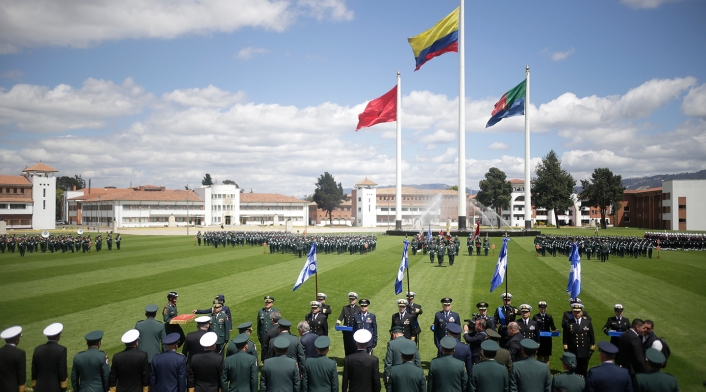 El presidente Iván Duque con la cúpula militar, el 17 de diciembre de 2018 en Bogotá