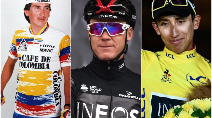 Lucho Herrera, Chris Froome y Egan Bernal, ciclistas