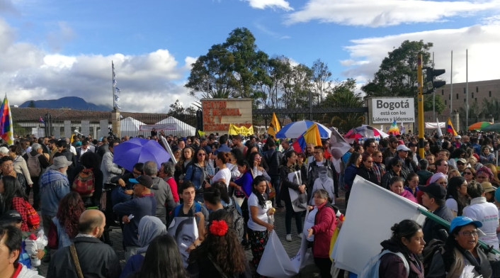 Marcha en pro de los líderes sociales, en Bogotá