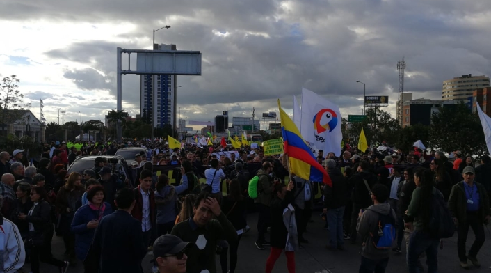 Marcha en pro de los líderes sociales, en Bogotá