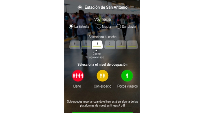 Imagen de la aplicación del Metro de Medellín