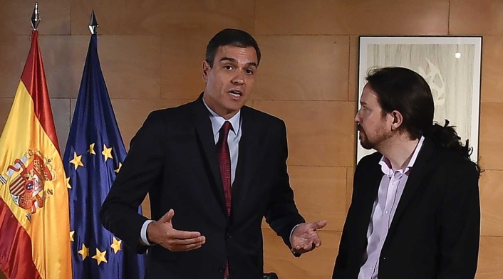 Pedro Sánchez, presidente del Gobierno español, junto a Pablo Iglesias. Pedro Sánchez, presidente del Gobierno español, junto a Pablo Iglesias.