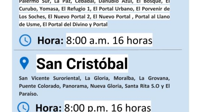 Plantilla cortes de agua martes 16 de julio de 2019