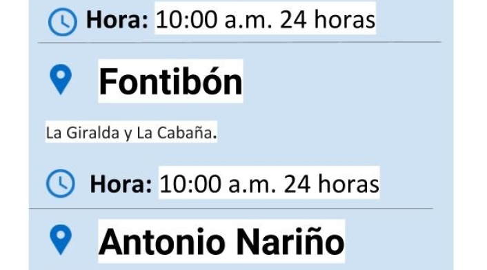 Plantilla cortes de agua martes 23 de julio de 2019