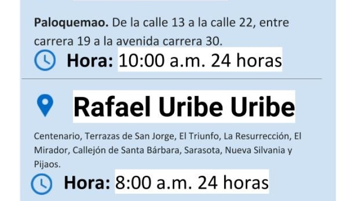 Plantilla cortes de agua martes 30 de julio de 2019