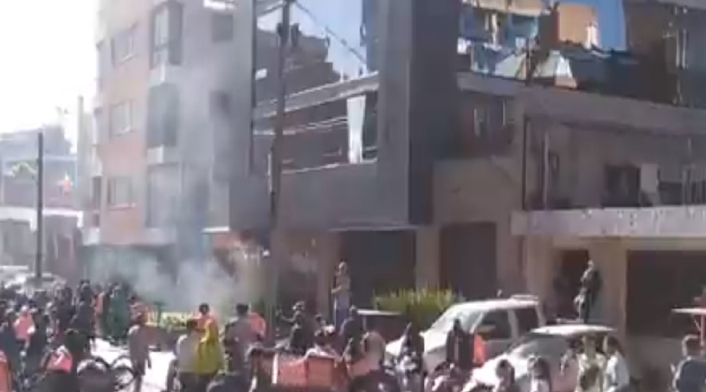 Protesta de tenderos en el norte de Bogotá.
