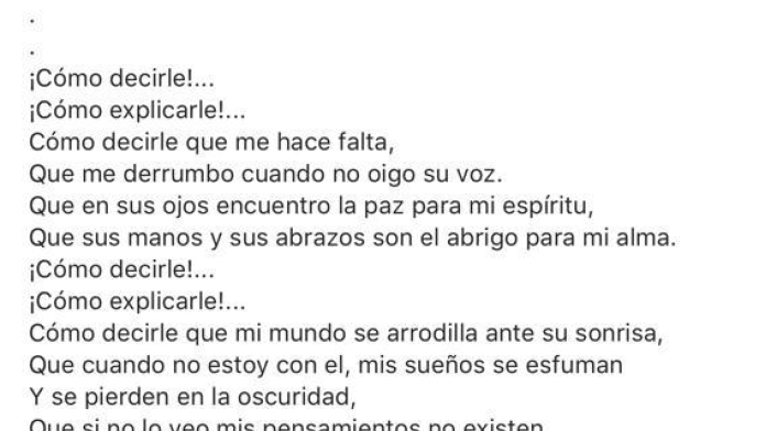 Publicación de esposa de Jota Mario