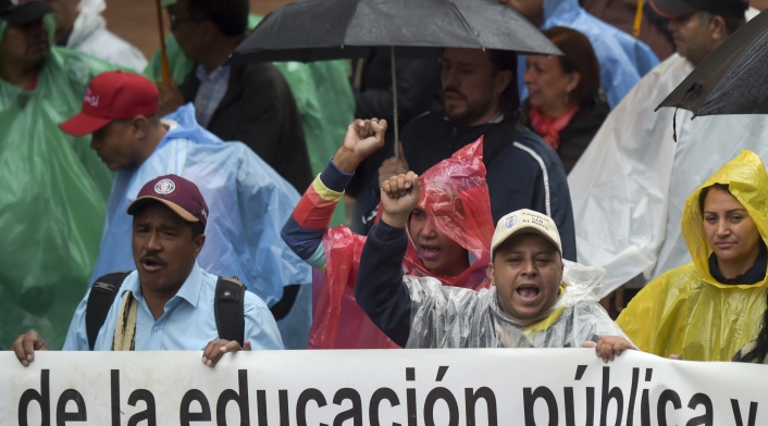 Marcha de maestros en Colombia