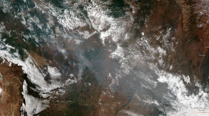 Vista espacial de la zona de los incendios en el Amazonas